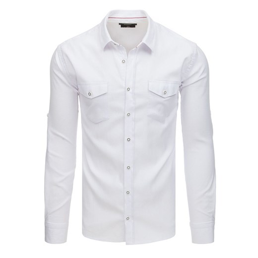 Koszula męska z długim rękawem biała (dx1759)  Dstreet L promocja  