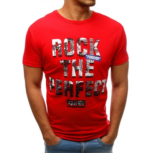 T-shirt męski z nadrukiem czerwony (rx3546) Dstreet  XL  okazyjna cena 