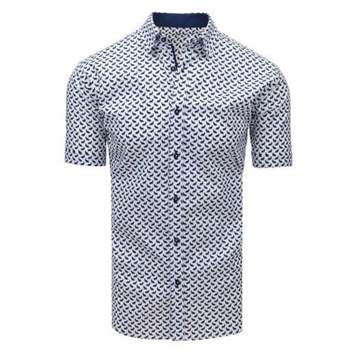 Koszula męska we wzory z krótkim rękawem biała (kx0903)  Dstreet XL promocja  