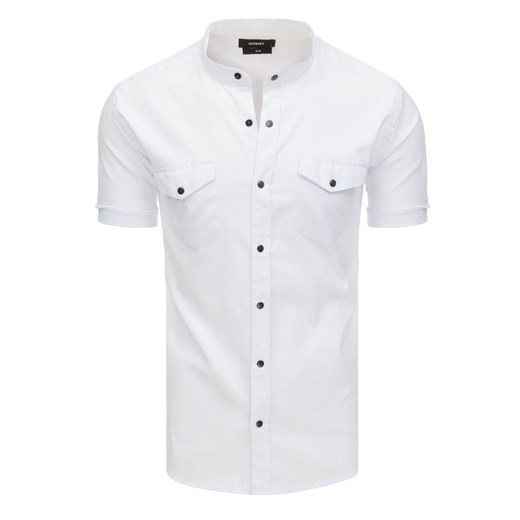 Koszula męska z krótkim rękawem biała (kx0918)  Dstreet XL okazyjna cena  