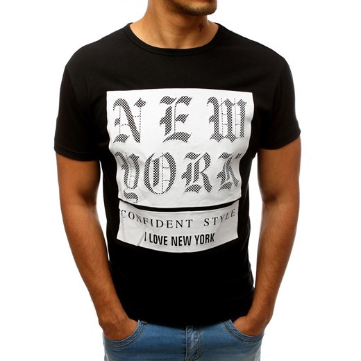 T-shirt męski z nadrukiem czarny (rx3157)  Dstreet S  okazja 