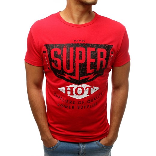 T-shirt męski z nadrukiem czerwona (rx3521) Dstreet  S wyprzedaż  
