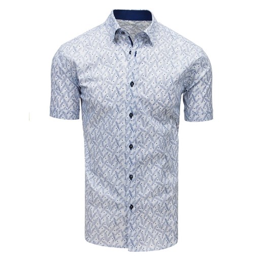 Koszula męska we wzory z krótkim rękawem biała (kx0906) Dstreet  XXL 