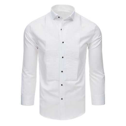 Koszula smokingowa z plisami biała (dx1746)  Dstreet XXL 