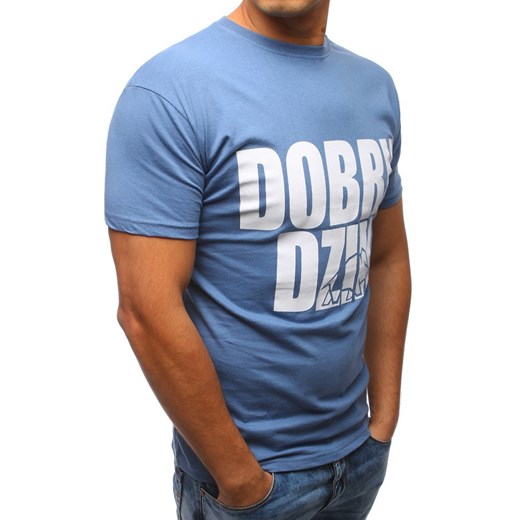 T-shirt męski z nadrukiem niebieski (rx2849) Dstreet  XL okazja  