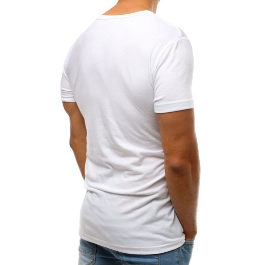 T-shirt męski z nadrukiem biały (rx3499)  Dstreet XL wyprzedaż  