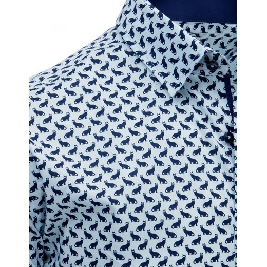 Koszula męska we wzory z krótkim rękawem błękitna (kx0908)  Dstreet XXL 