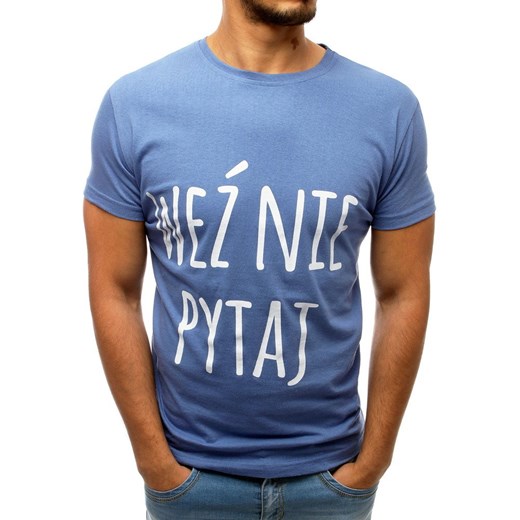T-shirt męski z nadrukiem niebieski (rx3630)  Dstreet L promocyjna cena  