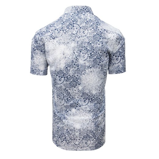 Koszula męska we wzory z krótkim rękawem biała (kx0901) Dstreet  XL 