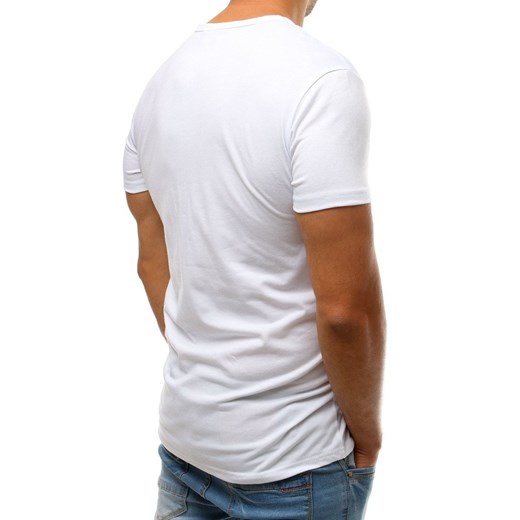 T-shirt męski z nadrukiem biały (rx3155)  Dstreet L okazyjna cena  