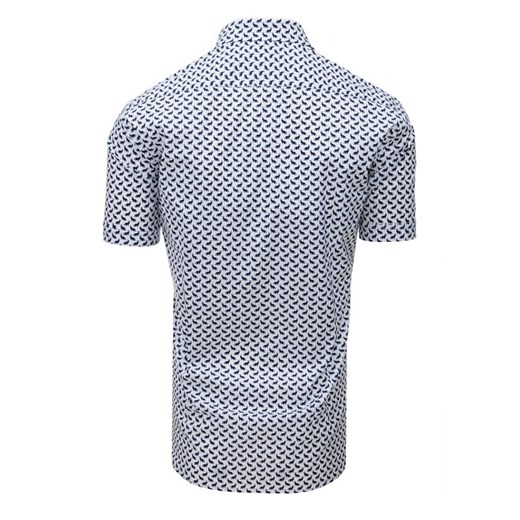 Koszula męska we wzory z krótkim rękawem biała (kx0903)  Dstreet L wyprzedaż  