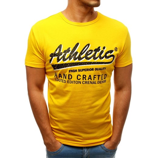 T-shirt męski z nadrukiem żółty (rx3529) Dstreet  XXL okazyjna cena  