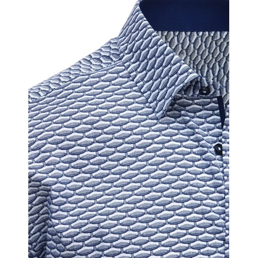 Koszula męska we wzory z krótkim rękawem biała (kx0904)  Dstreet XL 