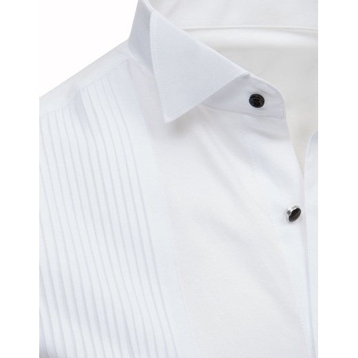Koszula smokingowa z plisami biała (dx1743)  Dstreet XXL 