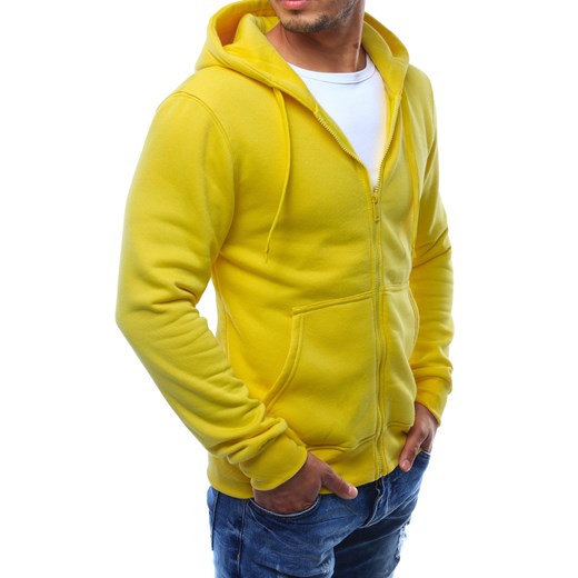Bluza męska z kapturem rozpinana żółta BX2415