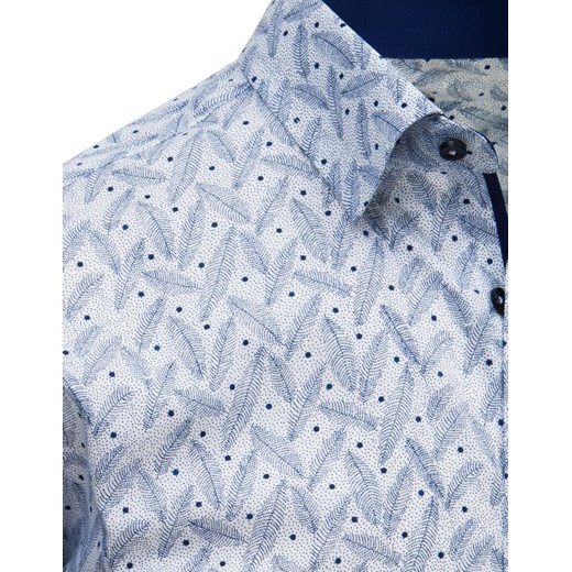 Koszula męska we wzory z krótkim rękawem biała (kx0906) Dstreet  L 