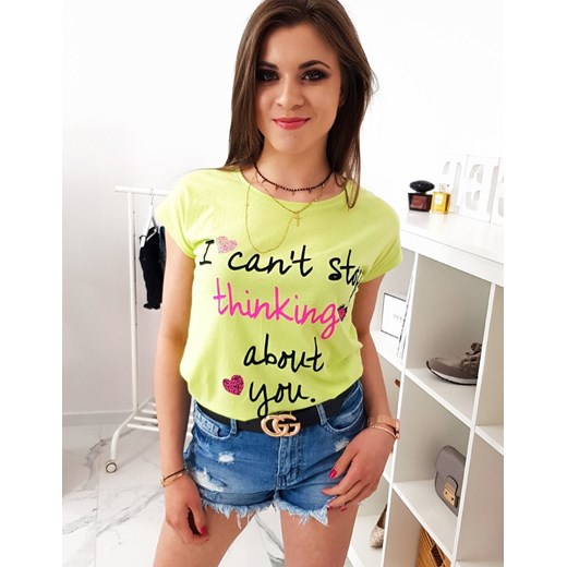 T-shirt damski z nadrukiem limonkowy (ry0818)  Dstreet XL okazja DSTREET.PL 