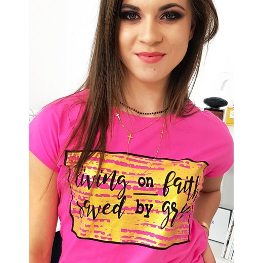 T-shirt damski z nadrukiem różowy (ry1046)  Dstreet L DSTREET.PL okazja 