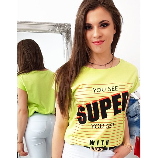 T-shirt damski z nadrukiem limonkowy (ry0997)  Dstreet L okazyjna cena DSTREET.PL 