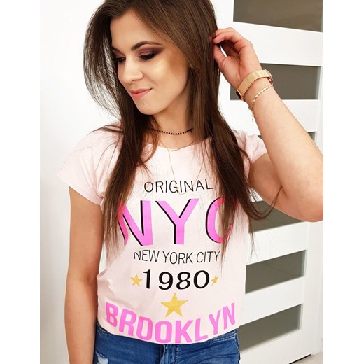 T-shirt damski z nadrukiem pudrowy róż (ry0999) Dstreet  XL promocja DSTREET.PL 