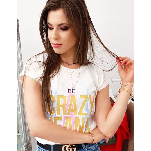 T-shirt damski CRAZY JEANS z nadrukiem śmietankowy (ry0951)  Dstreet XL okazyjna cena DSTREET.PL 