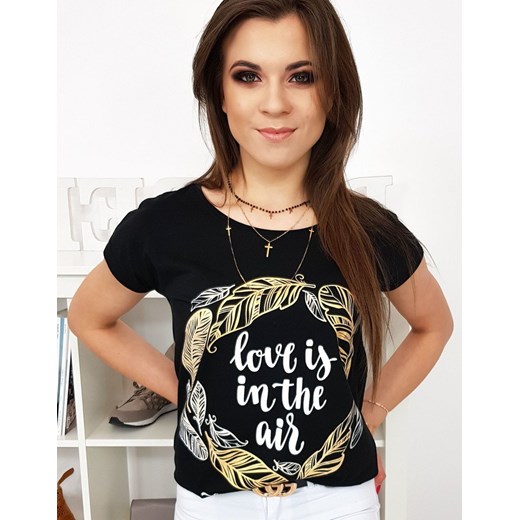 T-shirt damski z nadrukiem czarny (ry1051) Dstreet  M okazyjna cena DSTREET.PL 