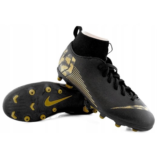 Buty sportowe dziecięce czarne Nike Football sznurowane 
