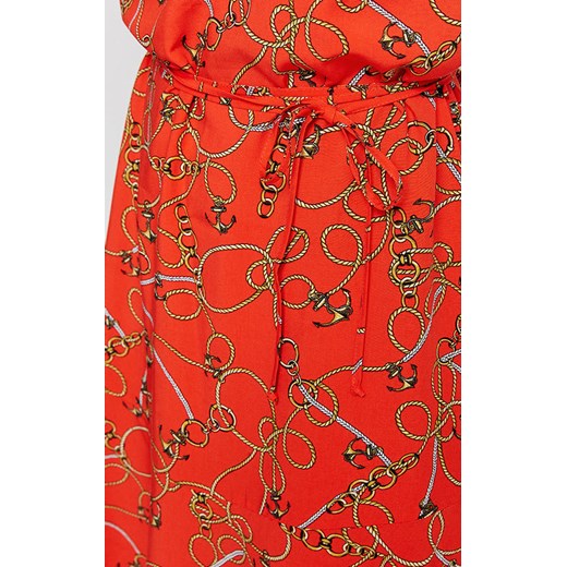 Kaskada sukienka mini na randkę pomarańczowy z krótkimi rękawami na wiosnę z dekoltem w serek casual 