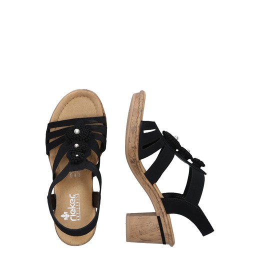 Sandały damskie czarne Rieker na platformie letnie casual 