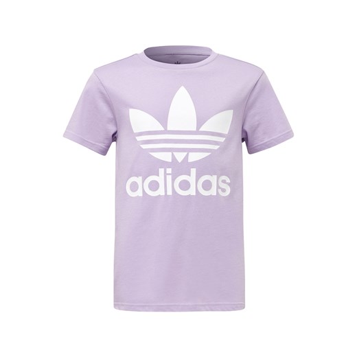 Fioletowa bluzka dziewczęca Adidas Originals z krótkim rękawem na wiosnę 