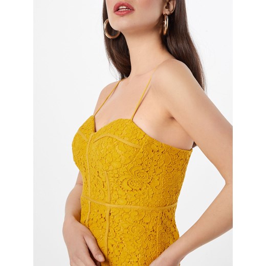 Sukienka żółta Bardot mini w serek 