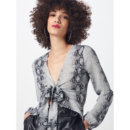 Bluzka 'SNAKE PRINT TIE FRONT RUFFLE HEM BLOUSE' Missguided  S AboutYou