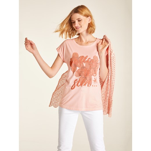 Różowa bluzka damska Heine z okrągłym dekoltem 