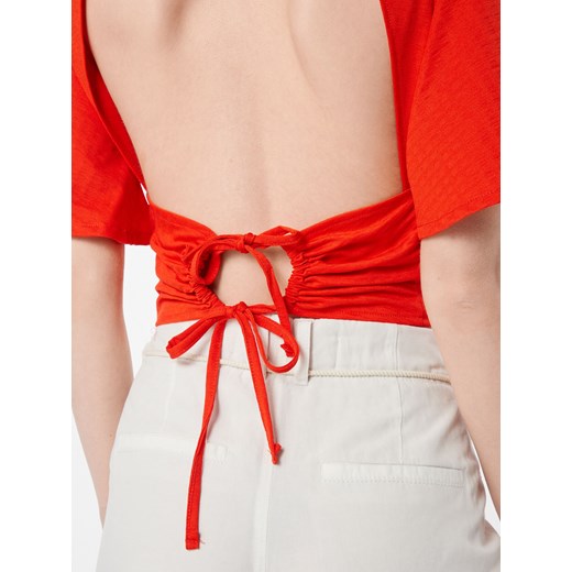 Bluzka damska Fashion Union z krótkim rękawem czerwona z okrągłym dekoltem 