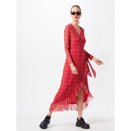 Sukienka NA-KD midi z długim rękawem czerwona na spacer 