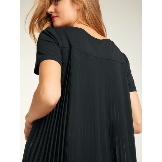 Bluzka damska czarna Heine bez wzorów z okrągłym dekoltem z krótkimi rękawami 