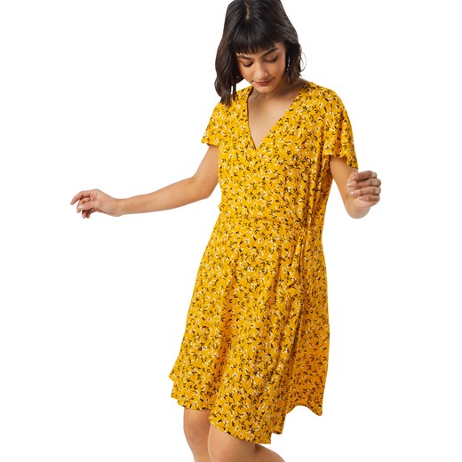 Sukienka Mbym żółta mini kopertowa 