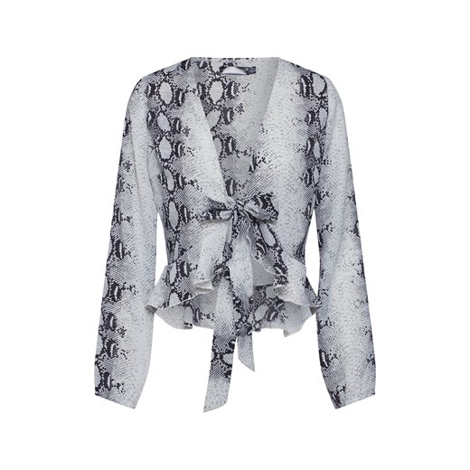 Bluzka 'SNAKE PRINT TIE FRONT RUFFLE HEM BLOUSE' Missguided  S AboutYou