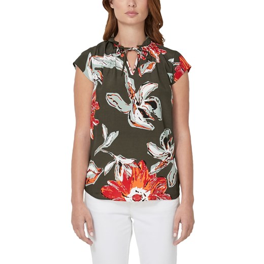 S.oliver Black Label bluzka damska elegancka w kwiaty z krótkimi rękawami na lato 