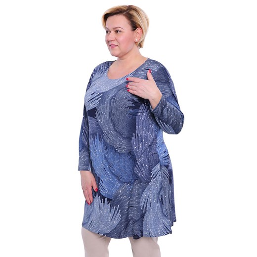 Tunika   niebieska tkaninowa w abstrakcyjnym wzorze 