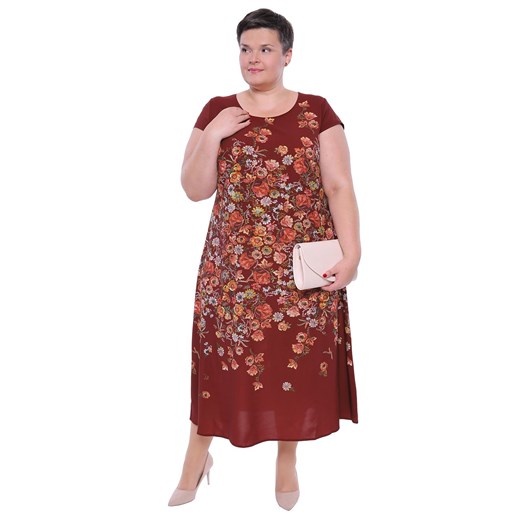 Sukienka maxi z okrągłym dekoltem z krótkim rękawem 