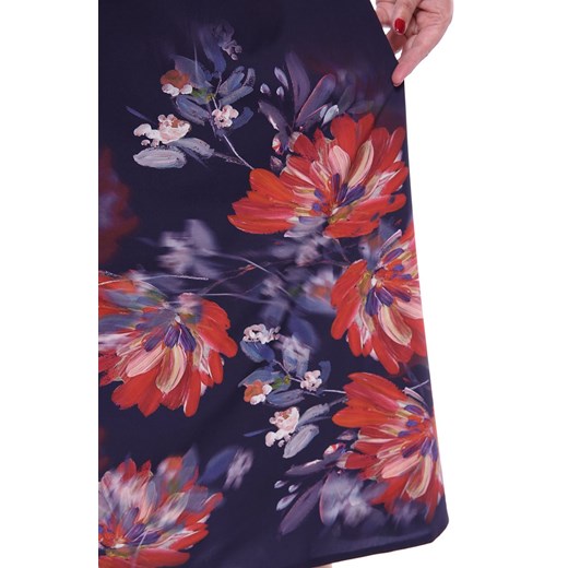 Sukienka wielokolorowa maxi w kwiaty z krótkim rękawem z poliestru 