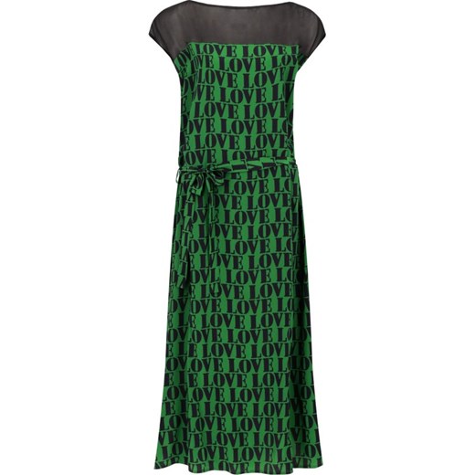 Sukienka zielona Calvin Klein midi z okrągłym dekoltem z krótkim rękawem 