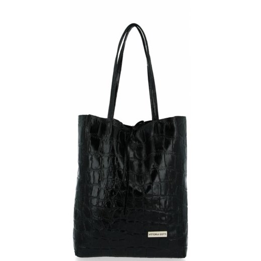 Shopper bag Vittoria Gotti bez dodatków elegancka z tłoczeniem 