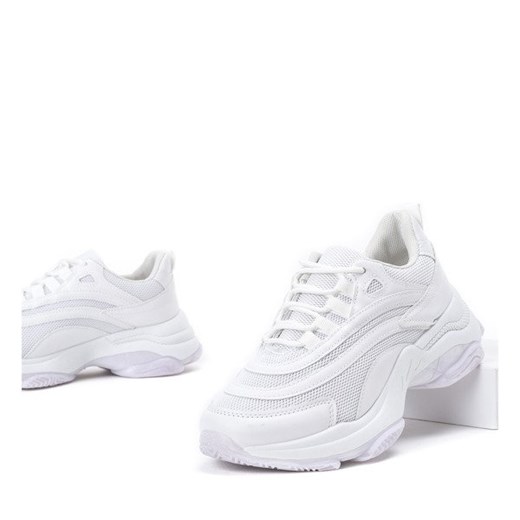 Royalfashion.pl buty sportowe damskie sneakersy sznurowane białe młodzieżowe płaskie bez wzorów 