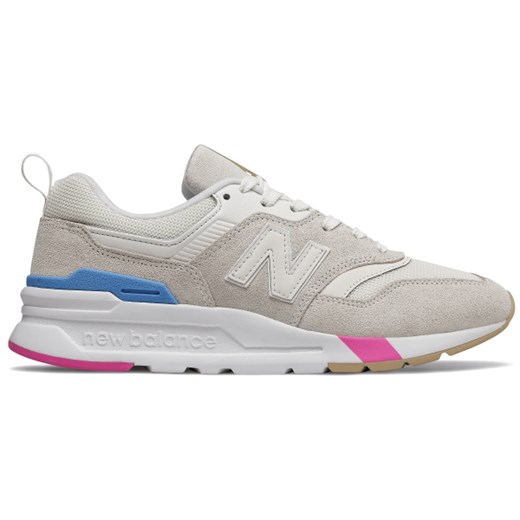 Buty sportowe damskie New Balance w stylu casual młodzieżowe wielokolorowe ze skóry bez wzorów wiązane 