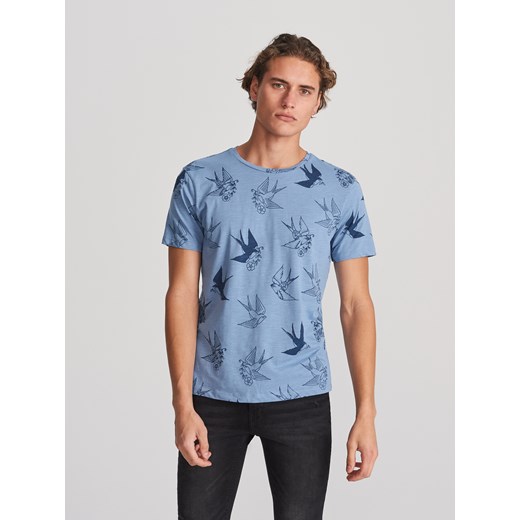 Reserved - T-shirt z nadrukiem - Niebieski  Reserved XL 