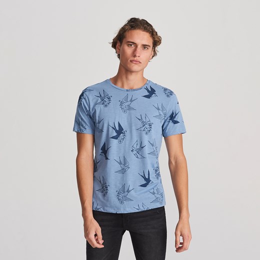 Reserved - T-shirt z nadrukiem - Niebieski  Reserved S 