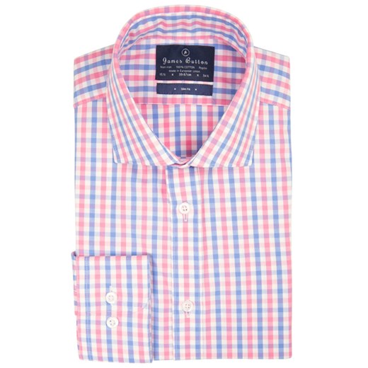 Check Pink Light Blue Poplin Slim Fit Shirt 38 cm 61 cm SLIM FIT