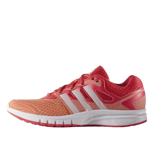 Buty sportowe damskie Adidas dla biegaczy ze skóry gładkie na płaskiej podeszwie czerwone wiązane 